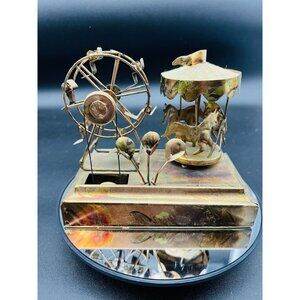 Vintage Copper Merry Go Round Music Box With Ferris Wheel 'Small World".